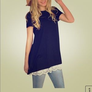 NWT BEAUTIFUL TUNIC-TOP SHORT SLEEVES , BLACK